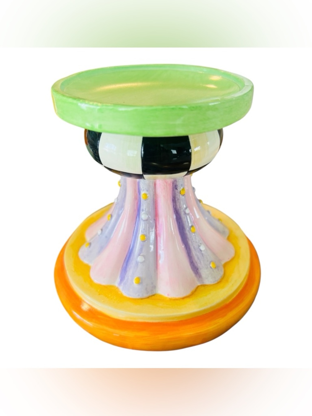 MacKenzie-Childs Trick or Treat Candle Holders Set of 3 Courtly Check - Picture 4 of 7